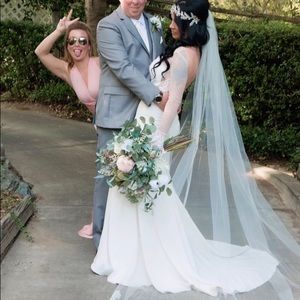 Katie May Lizzie cathedral veil in ivory